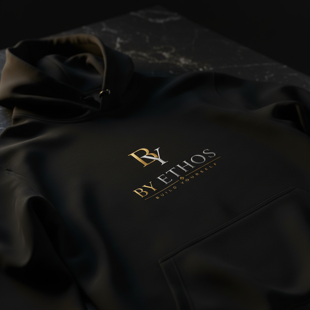 Hoodie BY ETHOS negro con logo bordado